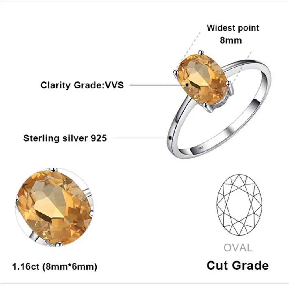 💛 1.16ct Natural Citrine Ring - 925 Sterling Silver - Picture 5 of 6